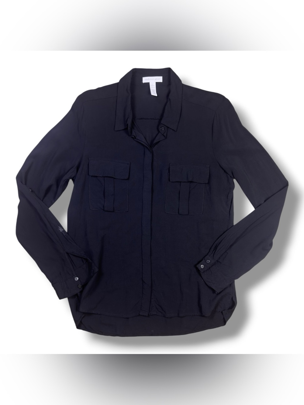 Ambiance Black Rayon Pocket Blouse